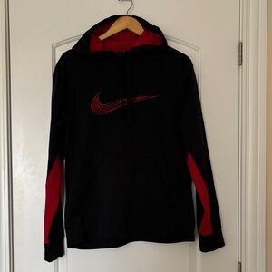 Nike Men's Therma-FIT Pullover Hoodie Black Red M EUC